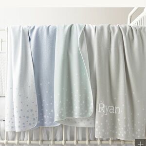 NEW Restoration Hardware Baby Petite Nursery Star Stroller Blanket - French Blue